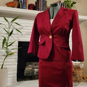 Nine West Red Skirt Suit Size 2